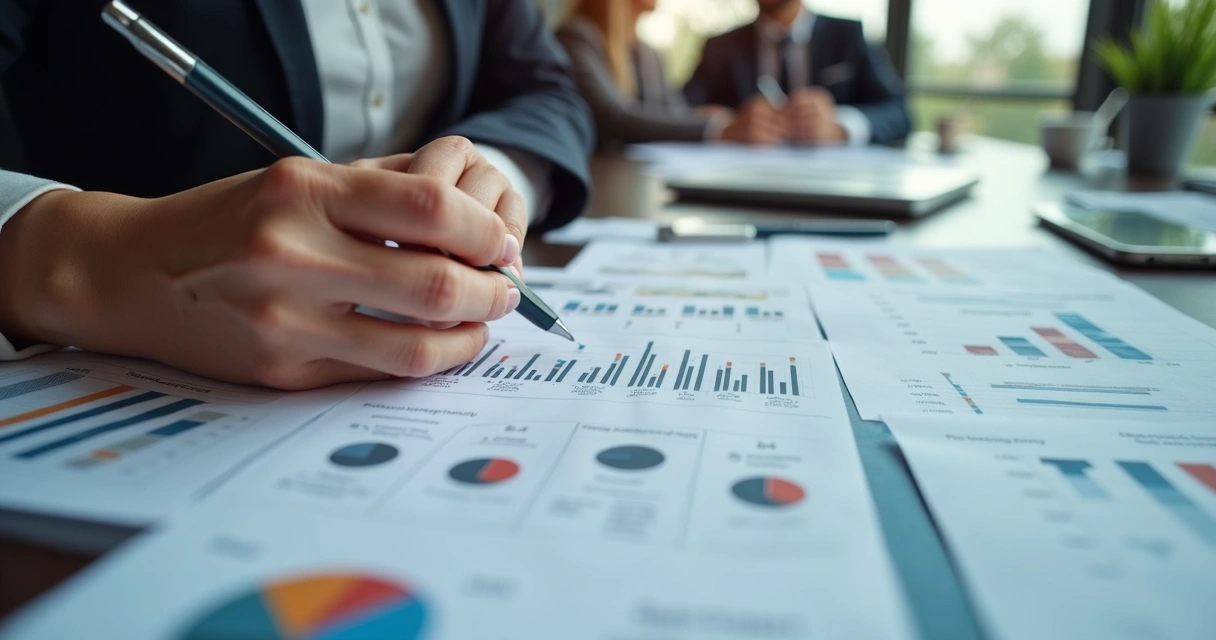 Mulher frustrada ao analisar erro em relatório de marketing 