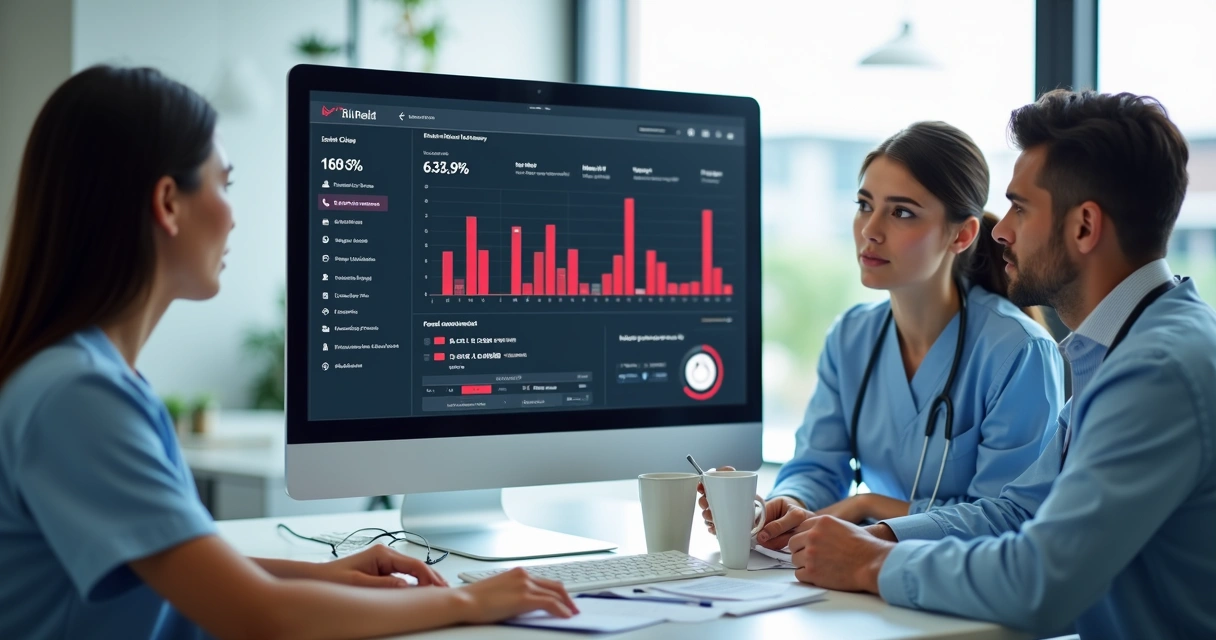 Equipe de clínica odontológica preocupada diante de tela