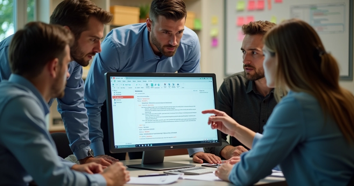 Equipe analisando automação de e-mail que deixou de entregar mensagem importante 