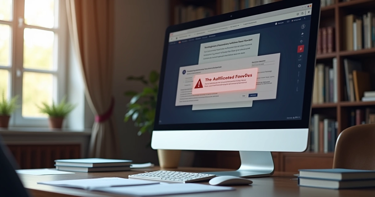 Tela de computador exibindo sistema jurídico com alerta de erro 
