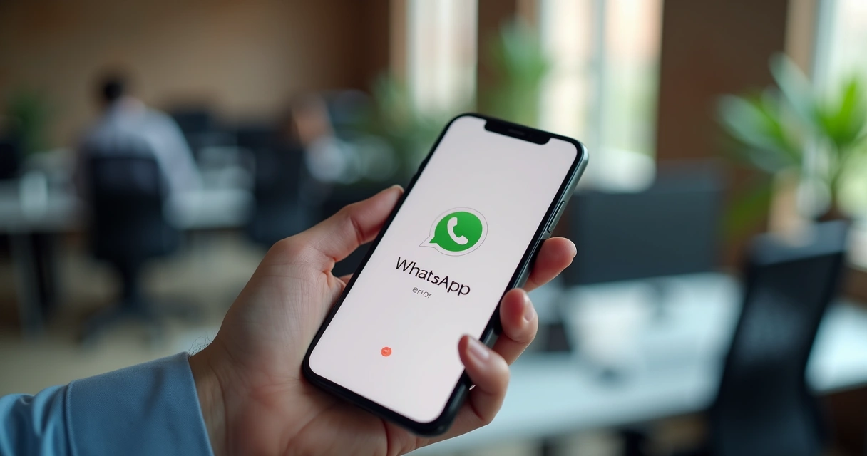 Tela de erro em automação no WhatsApp em celular de empresa 