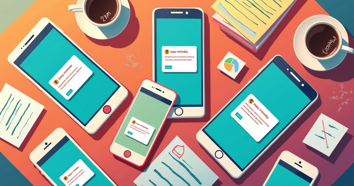 Mensagens automáticas de parabéns acumuladas em celulares