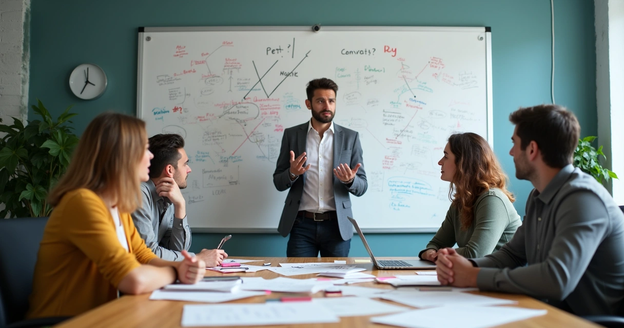 Ilustração de erro em briefing com confusão visual 