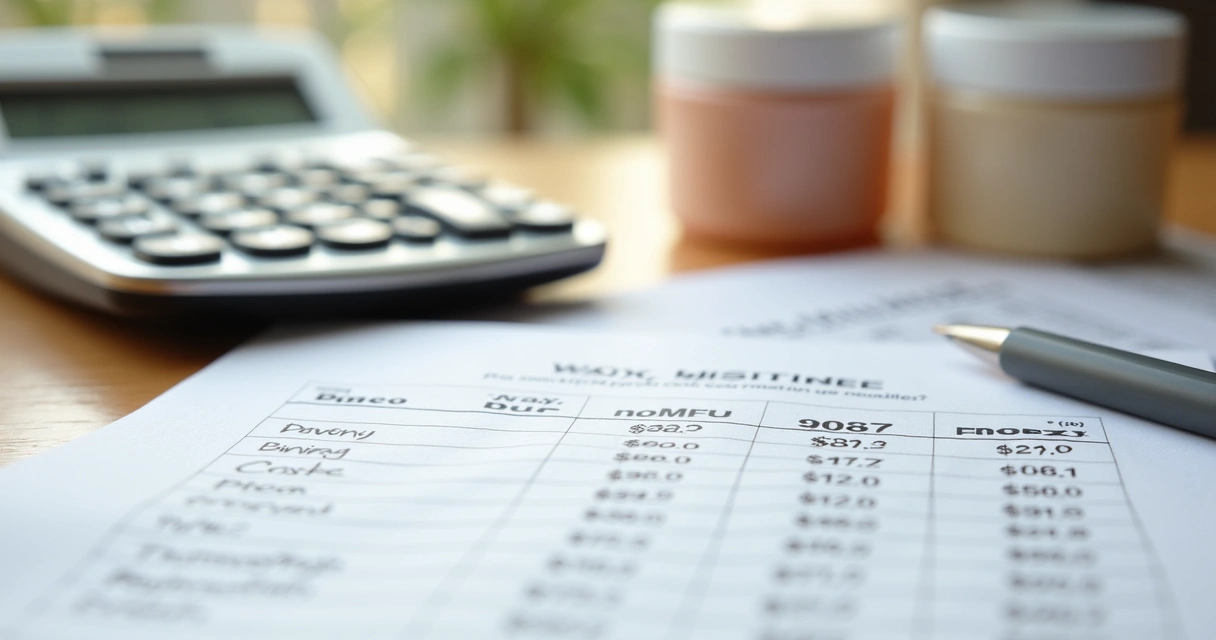 Calculadora com cera depilatória e planilha de custos ao lado 