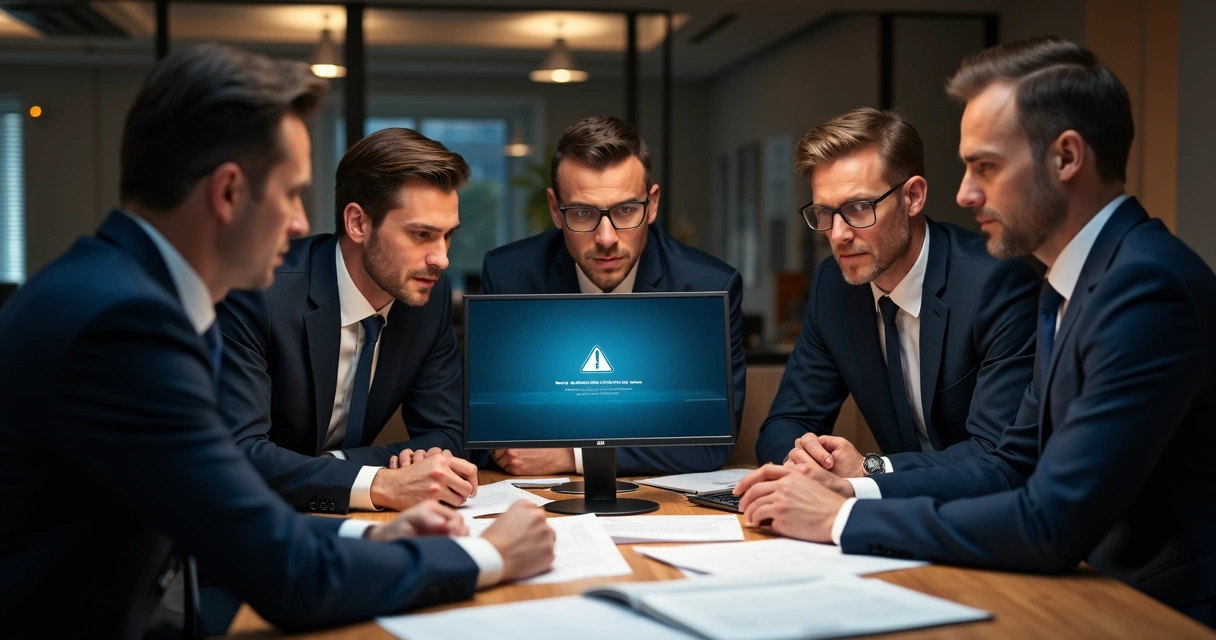 Advogados olhando para computador preocupados com erro de compliance 