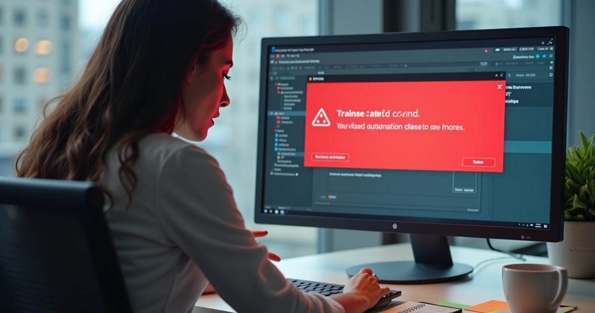 Profissional identificando erro em automação digital no computador