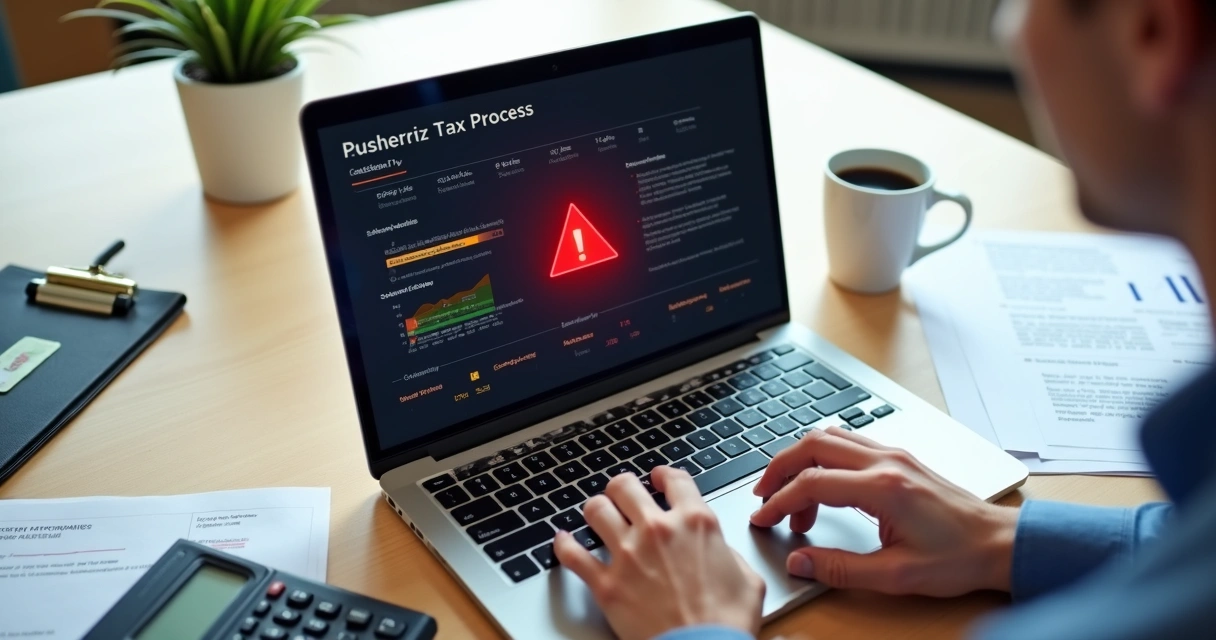 Tela com alerta de erro fiscal em sistema digital 