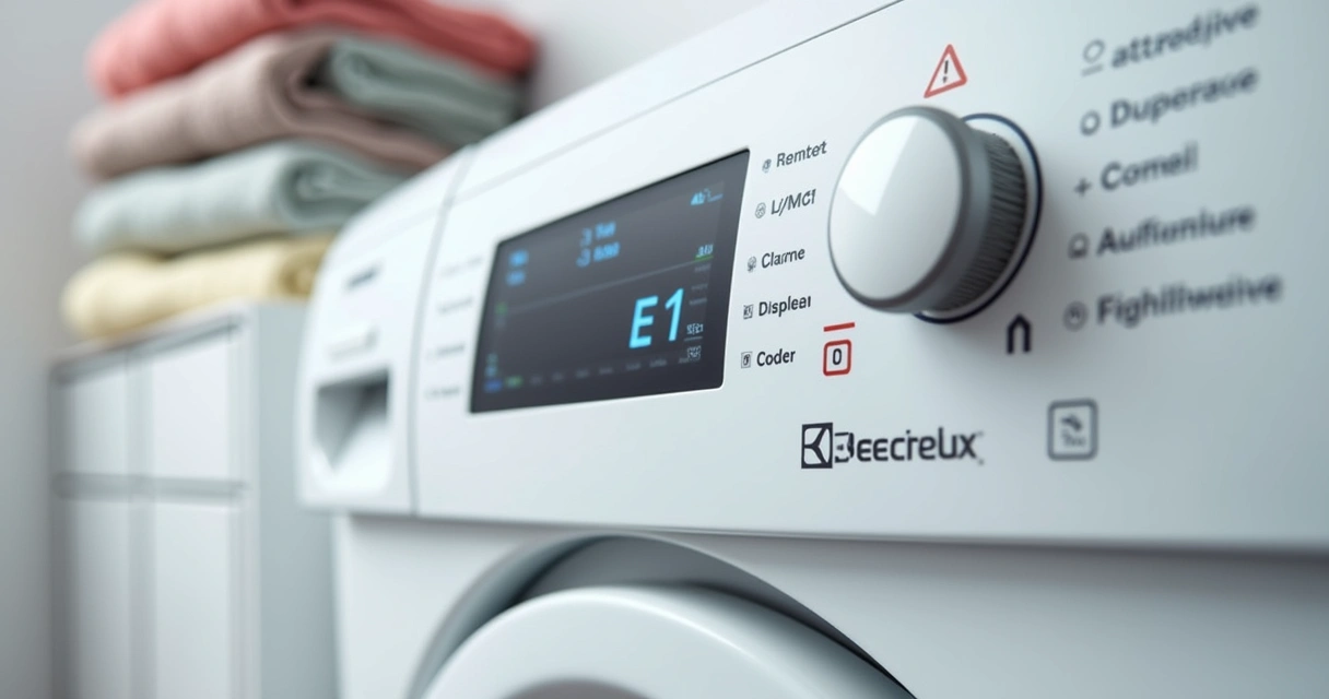 Painel de identificação de erro E1 em lavadora Electrolux 