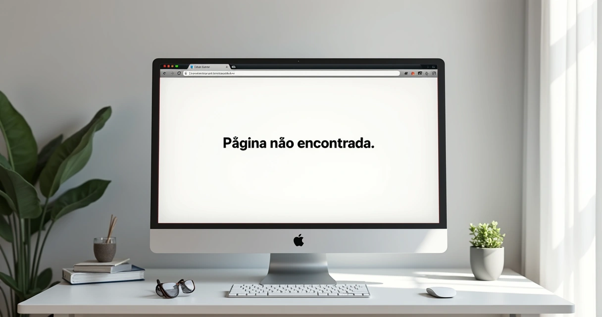 Mensagem de página não encontrada no monitor de um computador