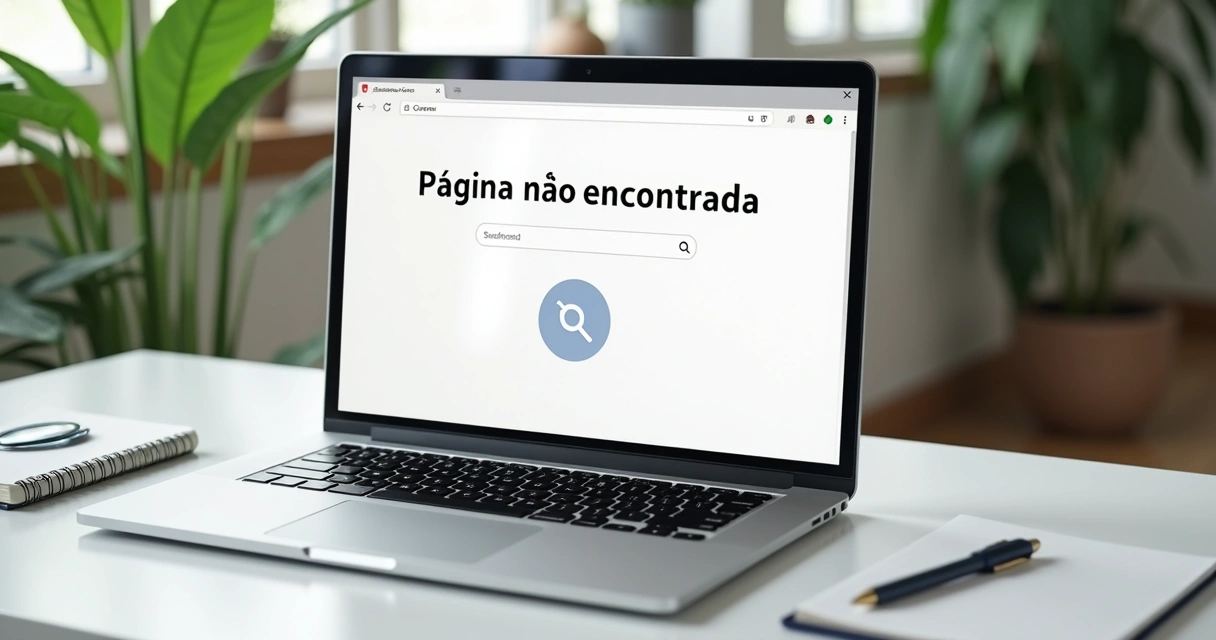 Mensagem de erro 'Página não encontrada' em tela de computador 