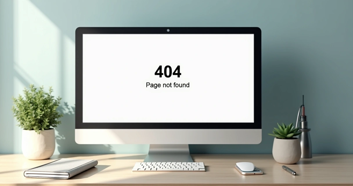 Tela minimalista com aviso de página não encontrada em fundo claro 