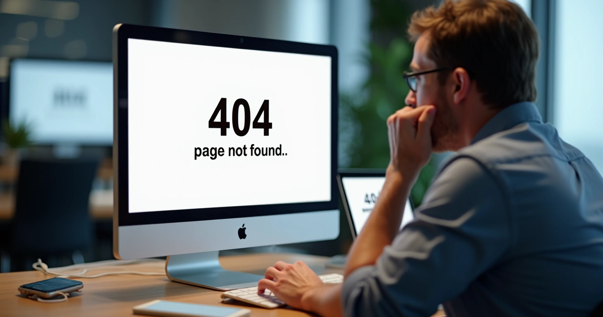 Tela mostrando mensagem de página não encontrada em site 