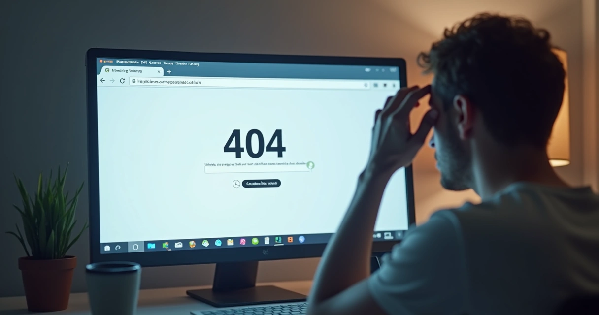 Mensagem de página não encontrada na tela do navegador 