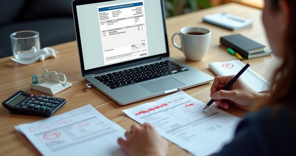 Pessoa analisando nota fiscal digital no computador