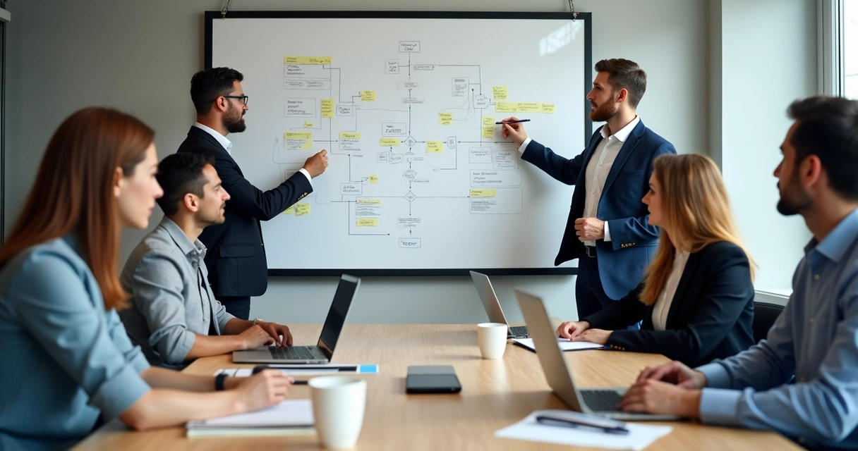 Equipe analisando processos de atendimento ao cliente para detectar erros 