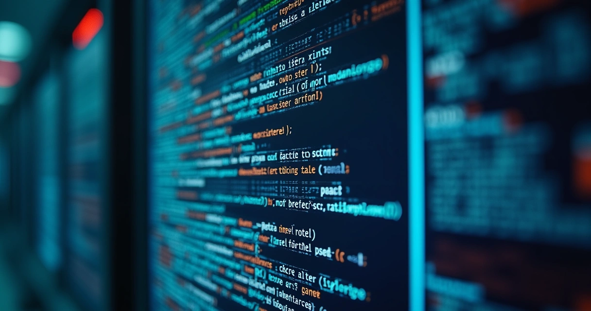 Conceito de erros em projetos de inteligência artificial com computador mostrando código e gráficos, empresário preocupado ao fundo 