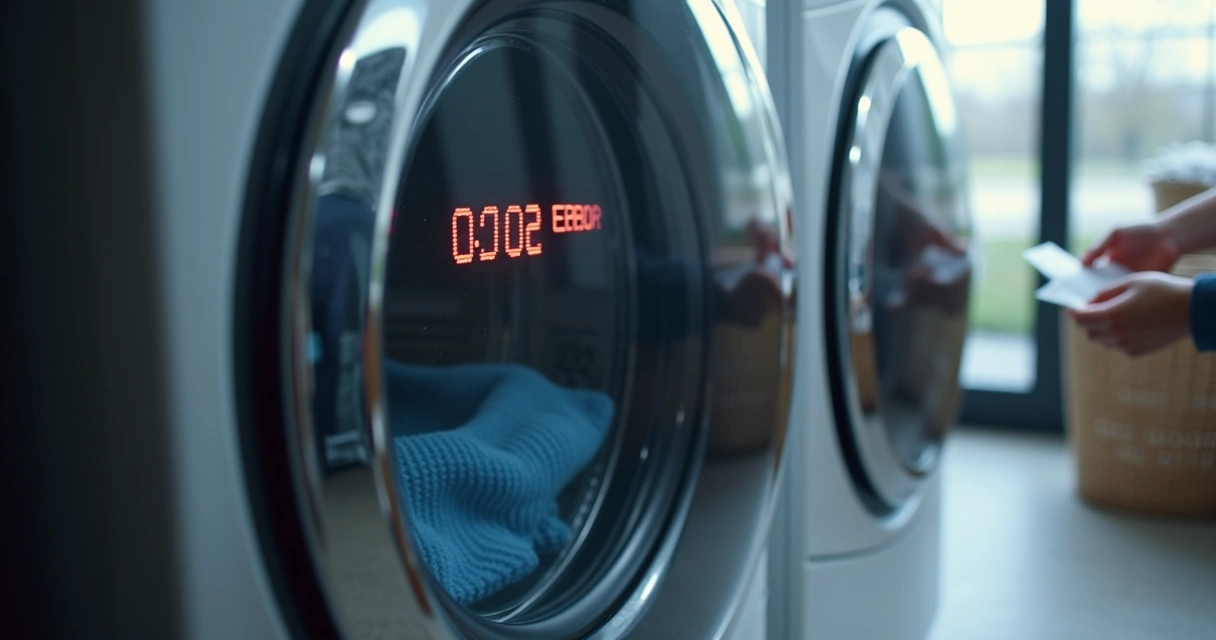 Painel digital de secadora Samsung mostrando código de erro 