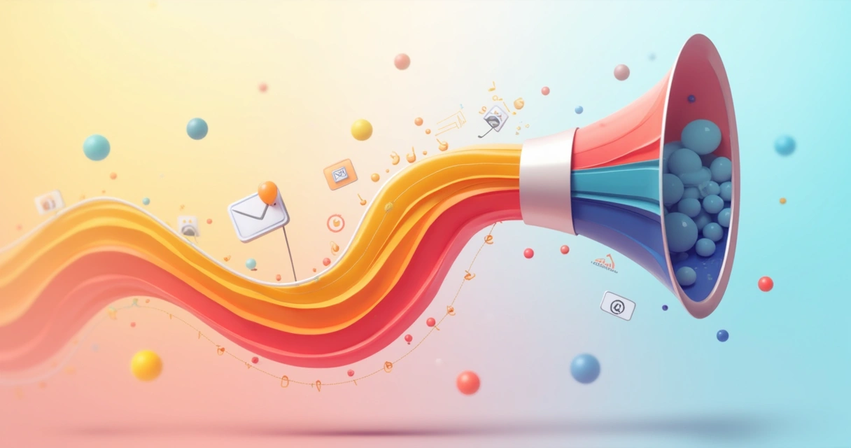 Ilustração de um funil mostrando leads sendo segmentados, alguns se tornando ativos e outros ficando frios em listas. 