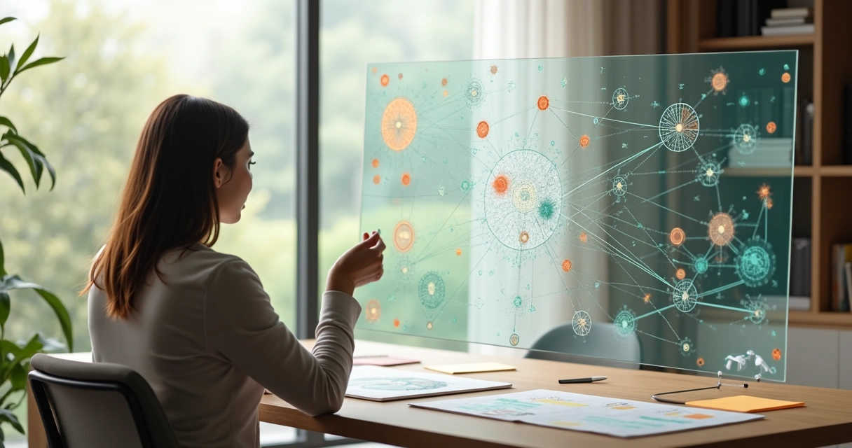 Pessoa analisando conexões entre padrões emocionais e sistêmicos 