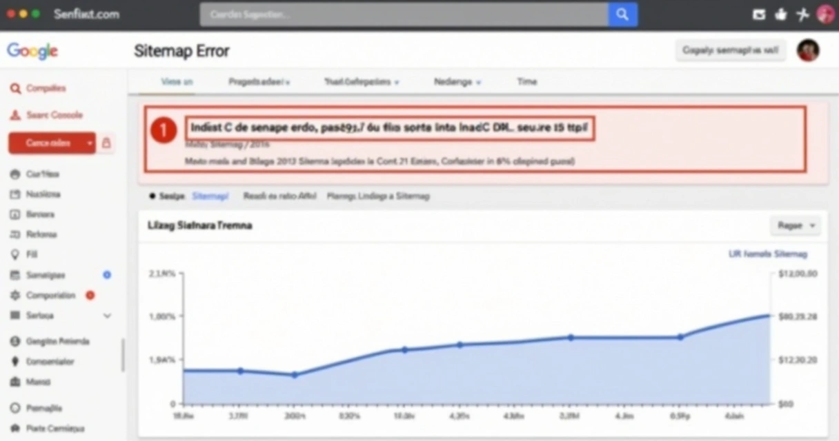 Exemplo visual de erro detectado em sitemap no Google Search Console 