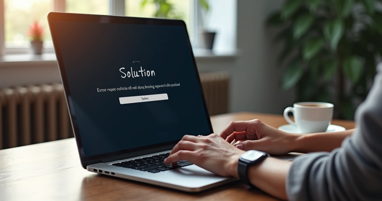 Mensagem de erro em tela com solução destacada em um painel simples 