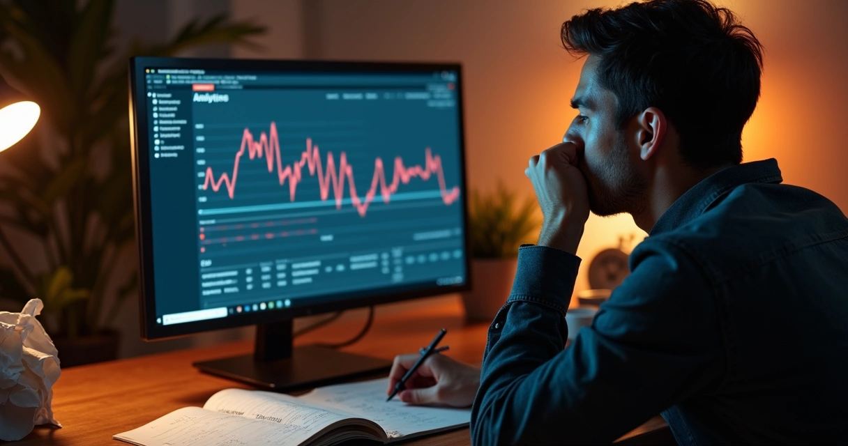 Profissional observando gráficos de erros em SEO 