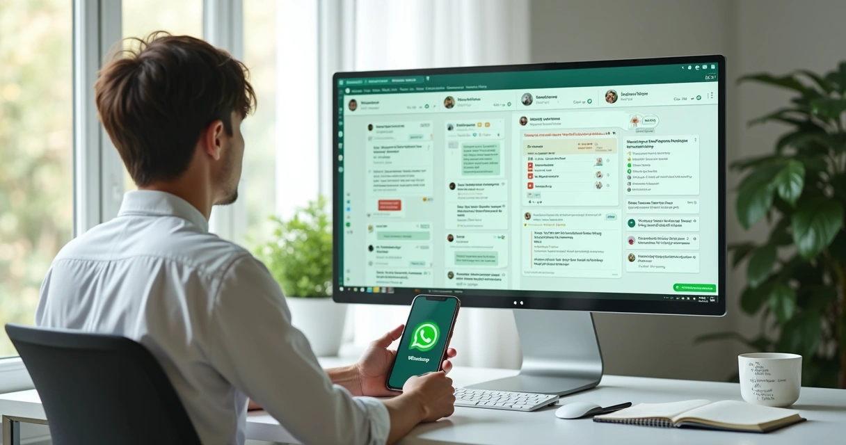 Administrador analisando erros na automação de grupo do WhatsApp em painel digital 