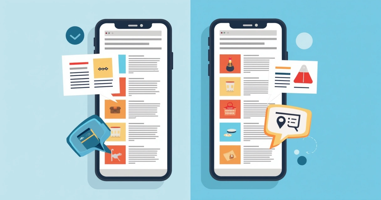 Exemplo visual de erros em um catálogo digital 