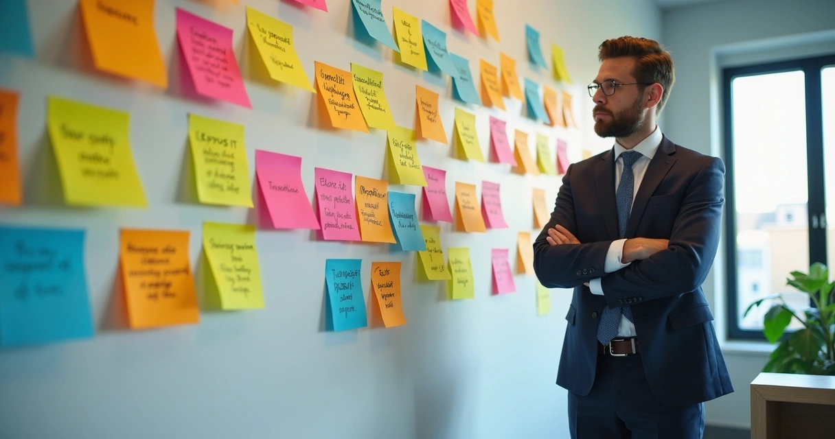 Lead Scoring: Como Classificar e Priorizar Leads B2B 8 Post-its mostrando principais erros no lead scoring colados na parede