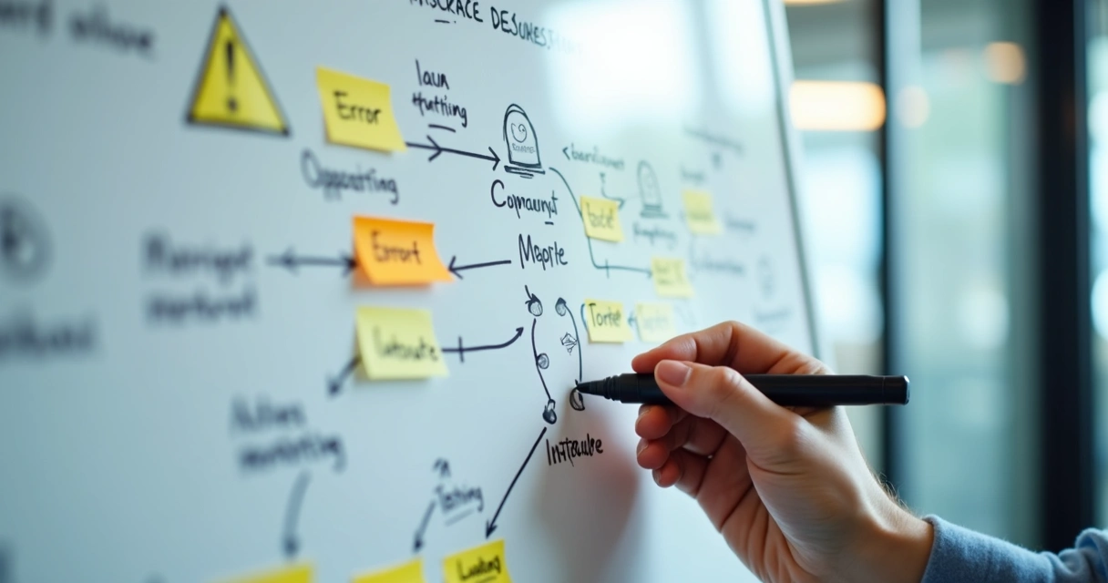 Fluxograma mostrando erros comuns no desenvolvimento de agentes de IA 