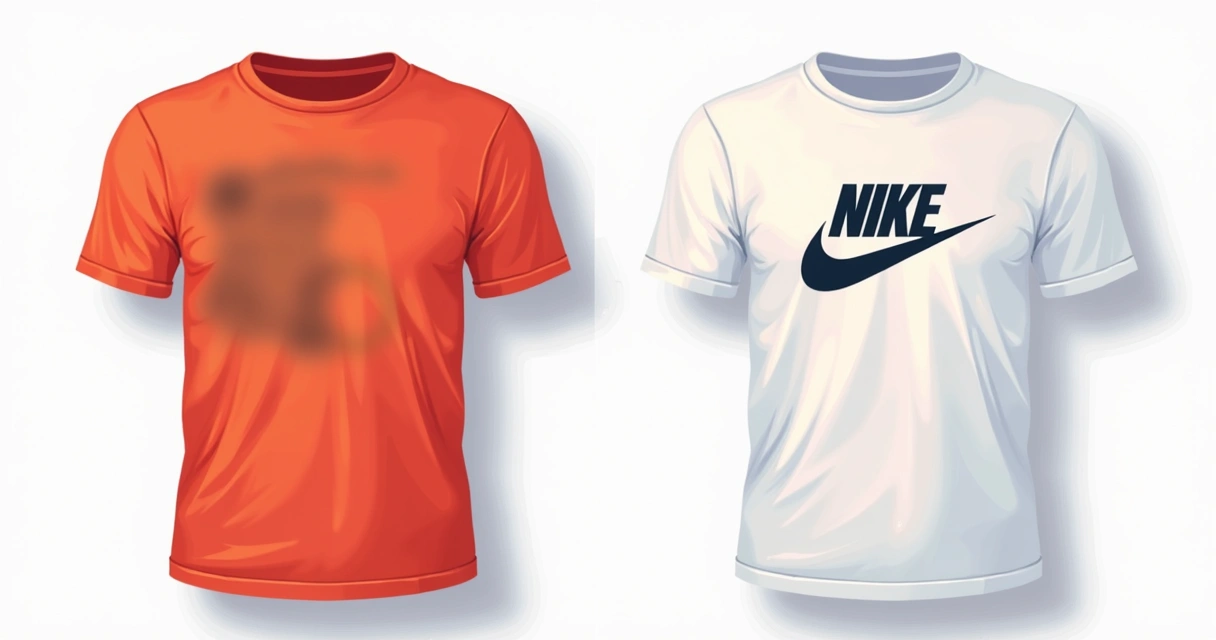 Exemplos antes e depois de erros comuns na confecção de camisetas 