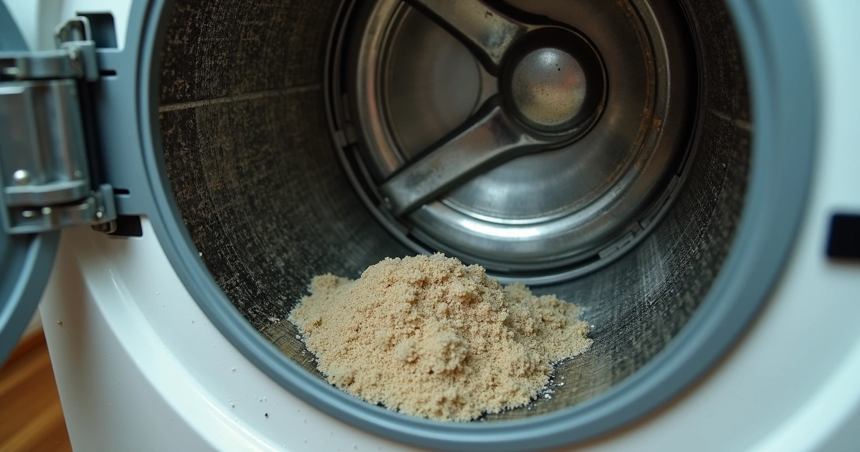 Parte interna suja da lava e seca mostrada em close 