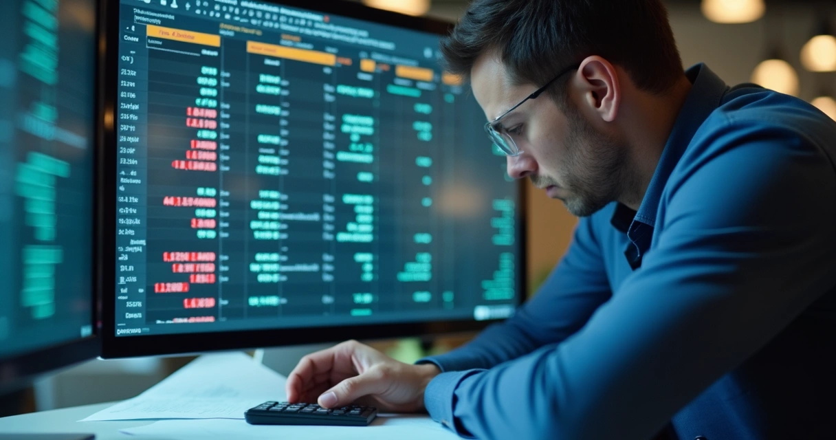 Células de planilha quebradas e números destacados em vermelho 