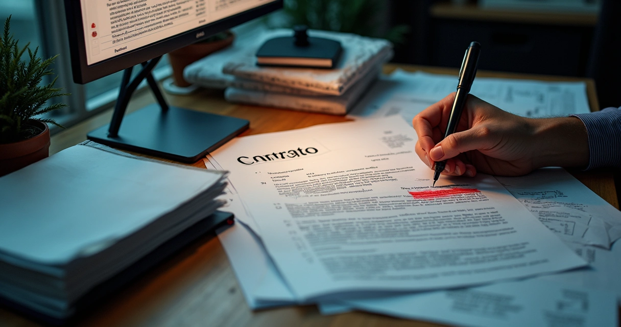 Papel amassado com contratos rejeitados em mesa de agência 