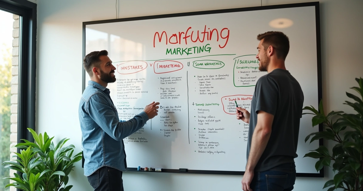Sinais de erros em inbound marketing em quadro branco