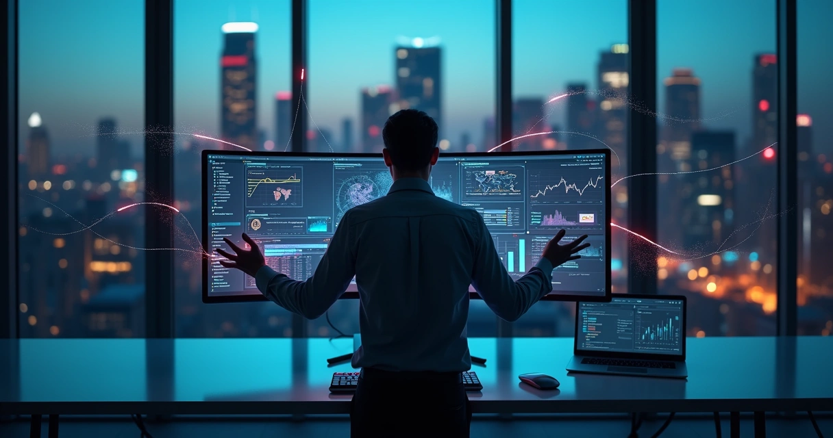 Gestor observa painel com sistemas corporativos desconectados e alertas de erro 