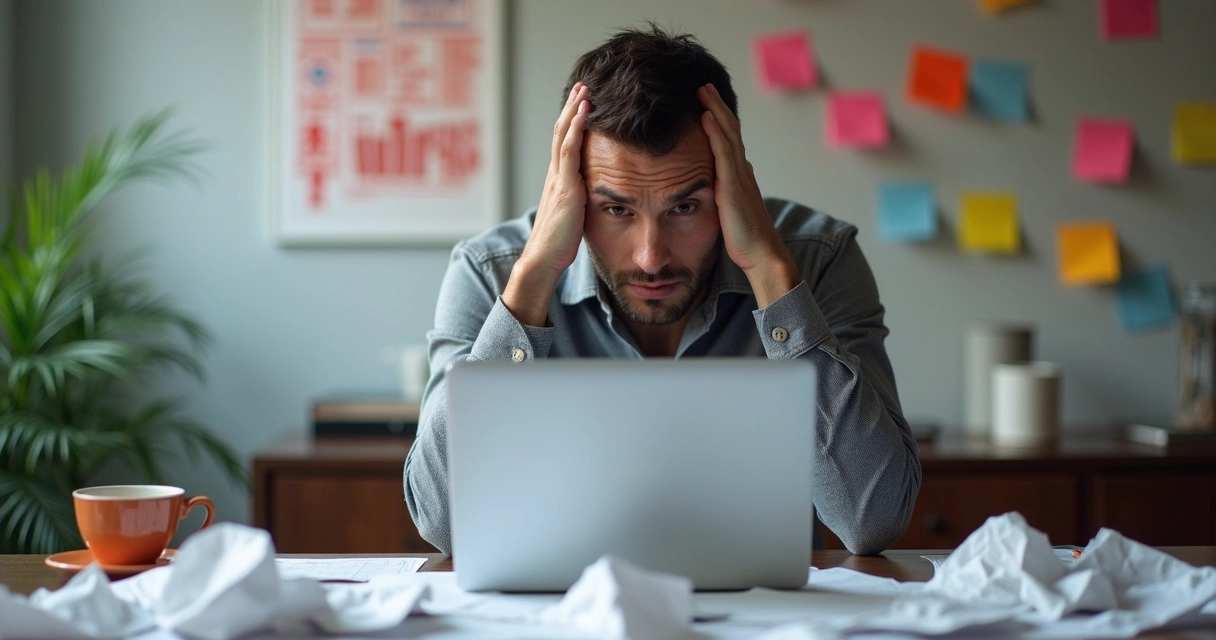 Profissional analisando erros de marketing digital 