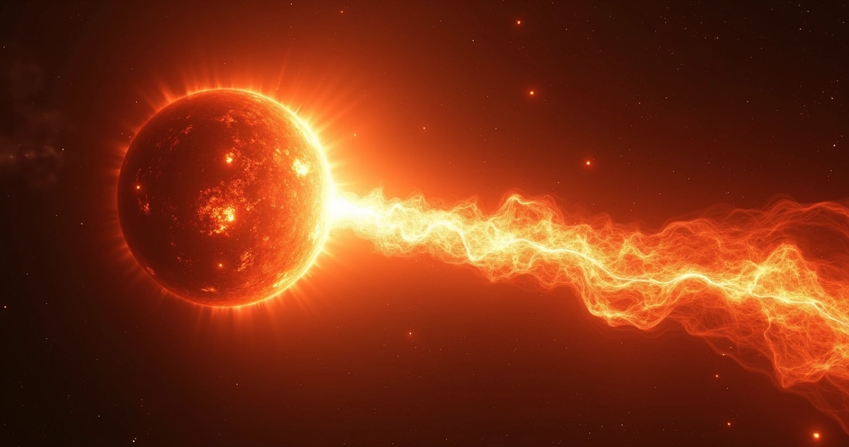 Erupção solar de uma anã vermelha no espaço.