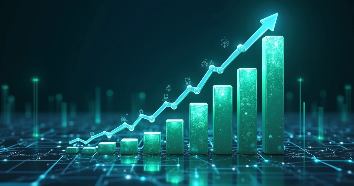 Gráfico crescente mostrando escalabilidade em automação digital 