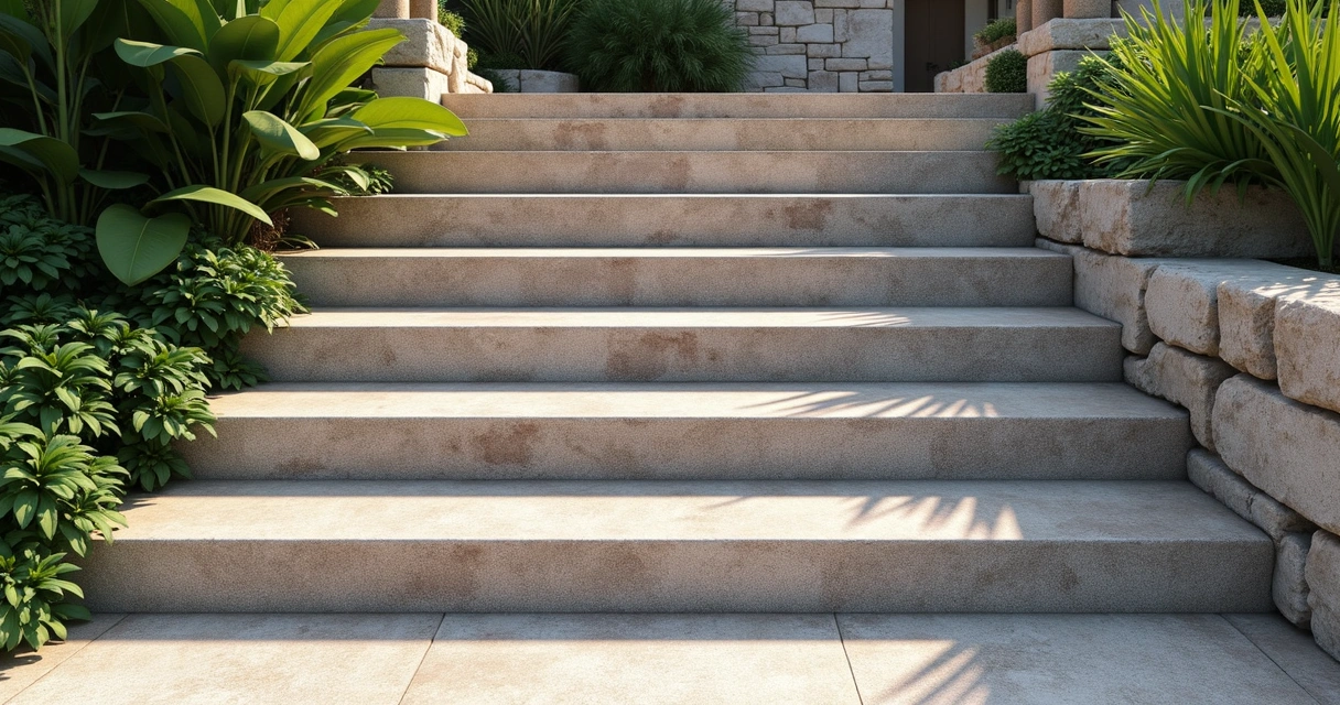 Escada de granito Itaúnas flameado em área externa 