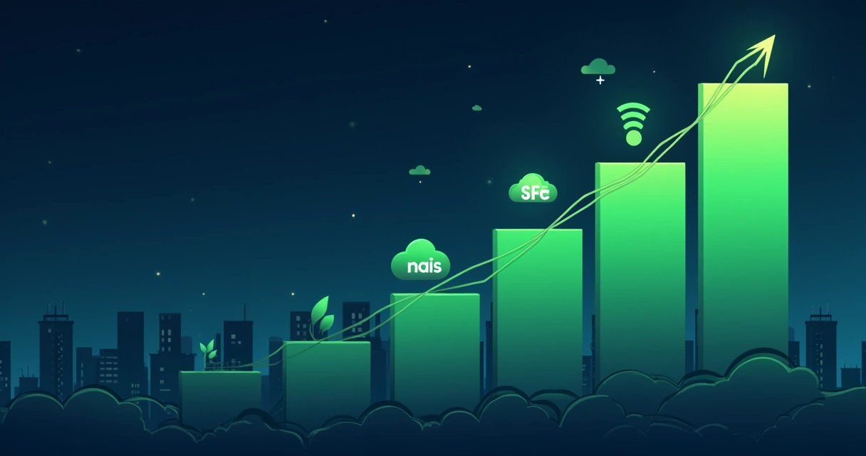 Gráfico com crescimento de saas integrado api nfs-e 