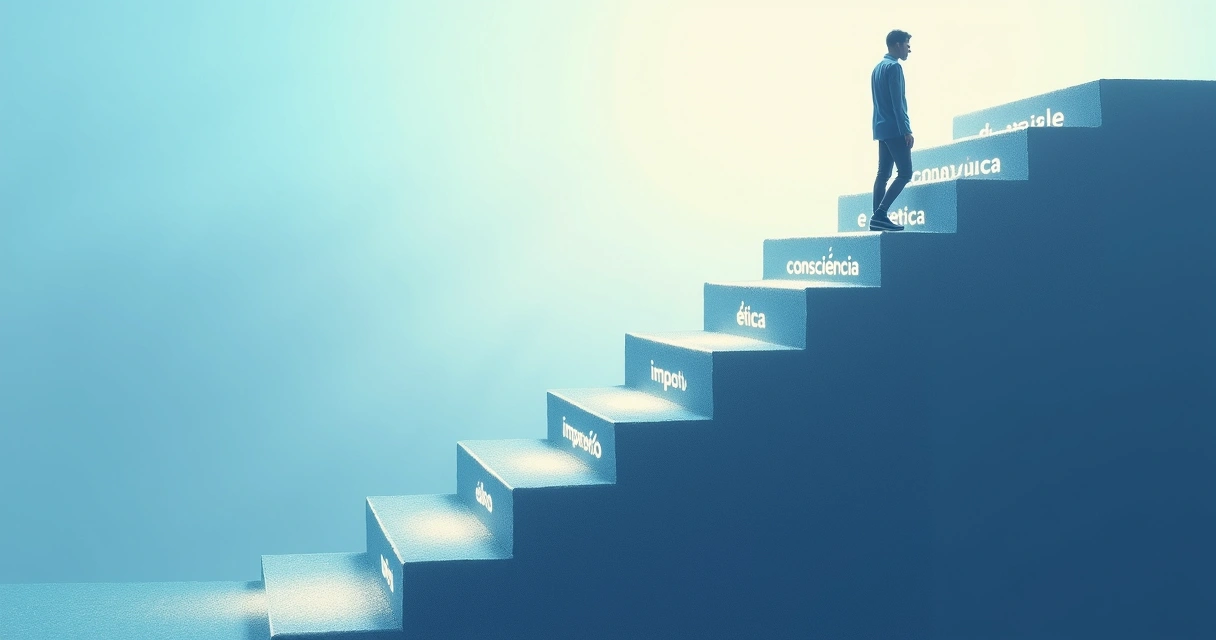 Escada abstrata representando evolução no autovalor pessoal. 