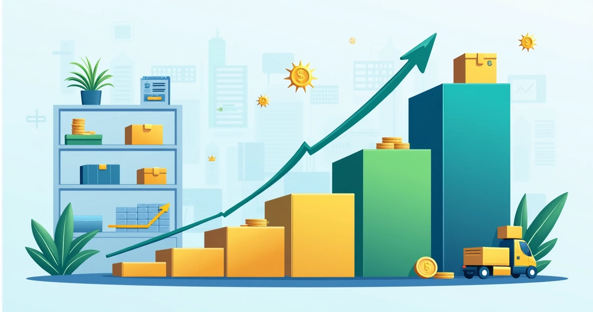 Gráfico azul mostrando o crescimento de vendas no e-commerce 