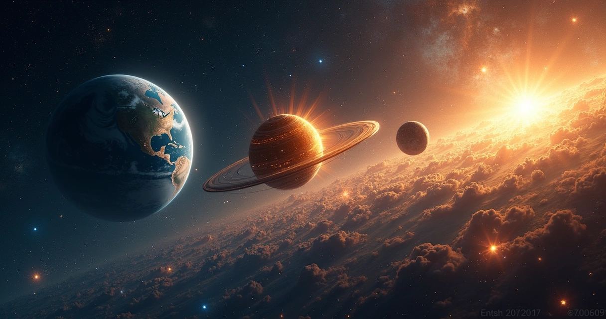 Ilustração comparando civilizações Tipo I, II e III na escala de Kardashev