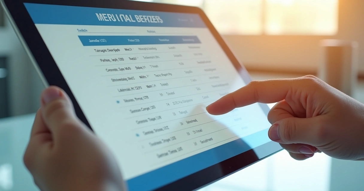 Escala médica digital na tela de um tablet, com nomes e horários