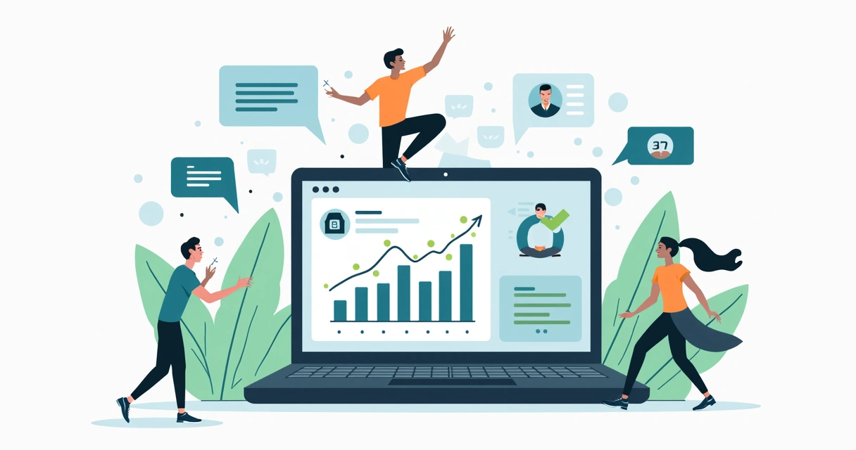 Crescimento de gráficos e equipe de dropshipping em tela de computador 