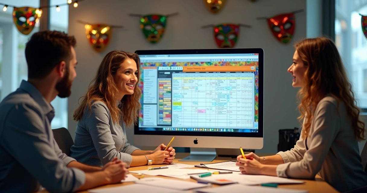 Reunião do RH organizando a escala de trabalho no Carnaval