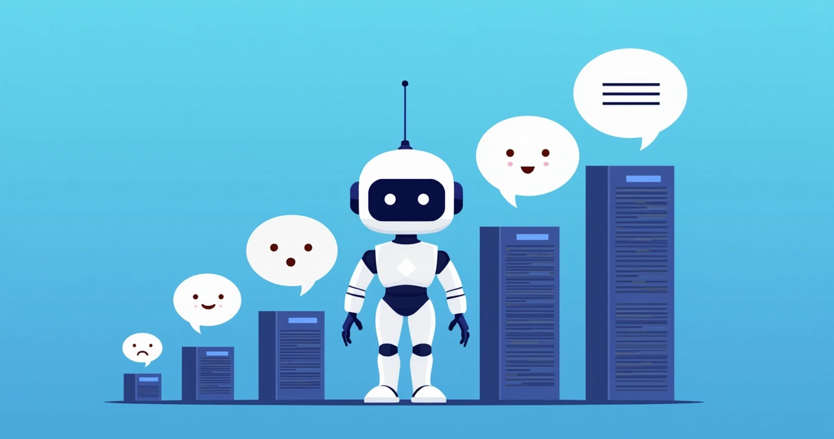 Ilustração de escalabilidade de chatbot com crescimento de atendimentos 