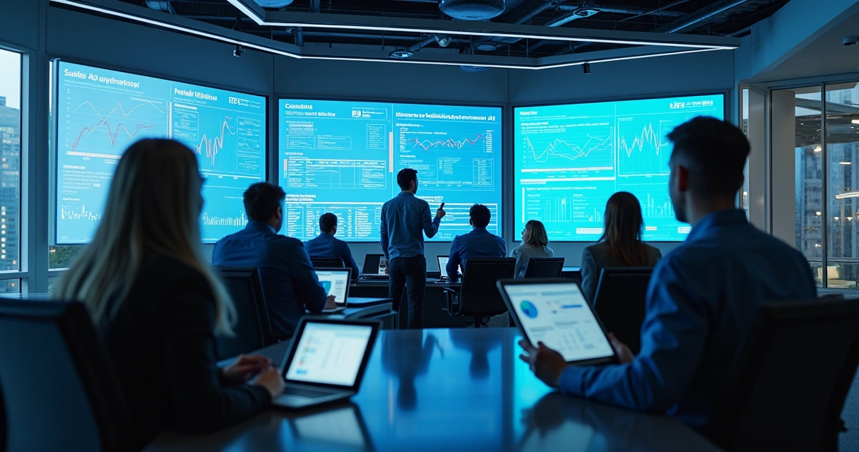 Equipe monitora gráficos de desempenho escalável em IA em telas grandes
