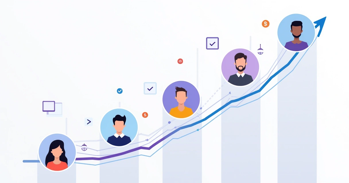 Crescimento de pagamentos em SaaS com parceiros conectados por gráficos ascendentes, fundo claro, linhas em azul e roxo. 